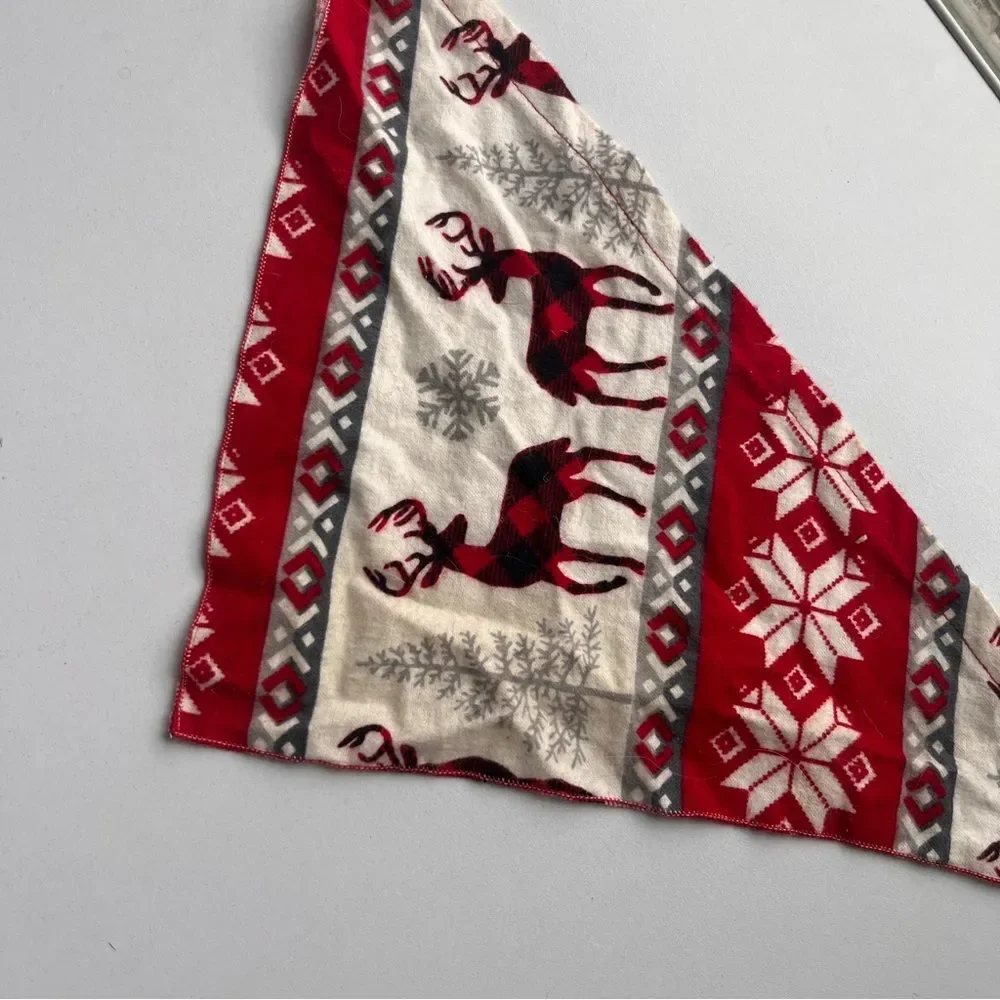 Christmas Dog Bandana Reversible Red Snowflake & Reindeer Holiday Pet Scarf